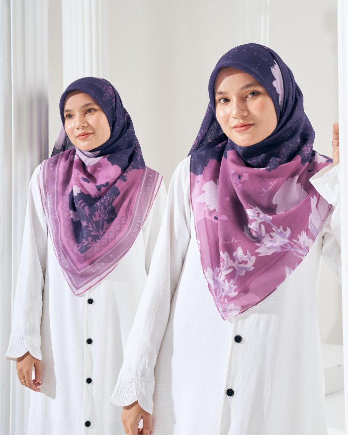Tudung Bawal Cotton Voile Aidilfitri - Peppy Purple - Image 4