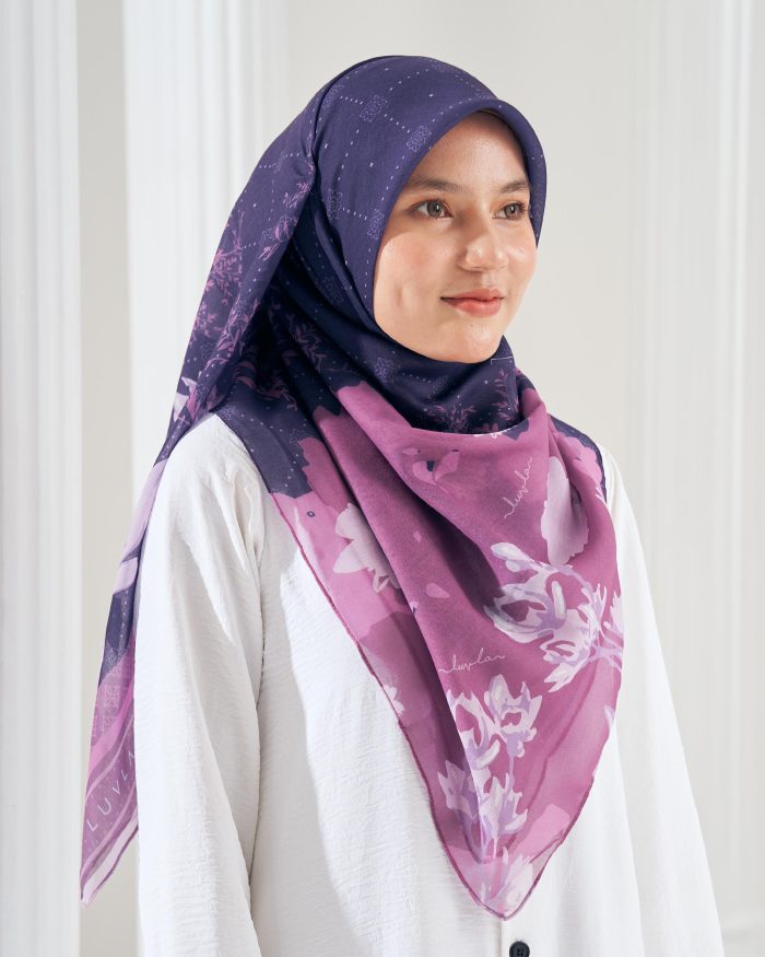 Tudung Bawal Cotton Voile Aidilfitri - Peppy Purple - Image 3