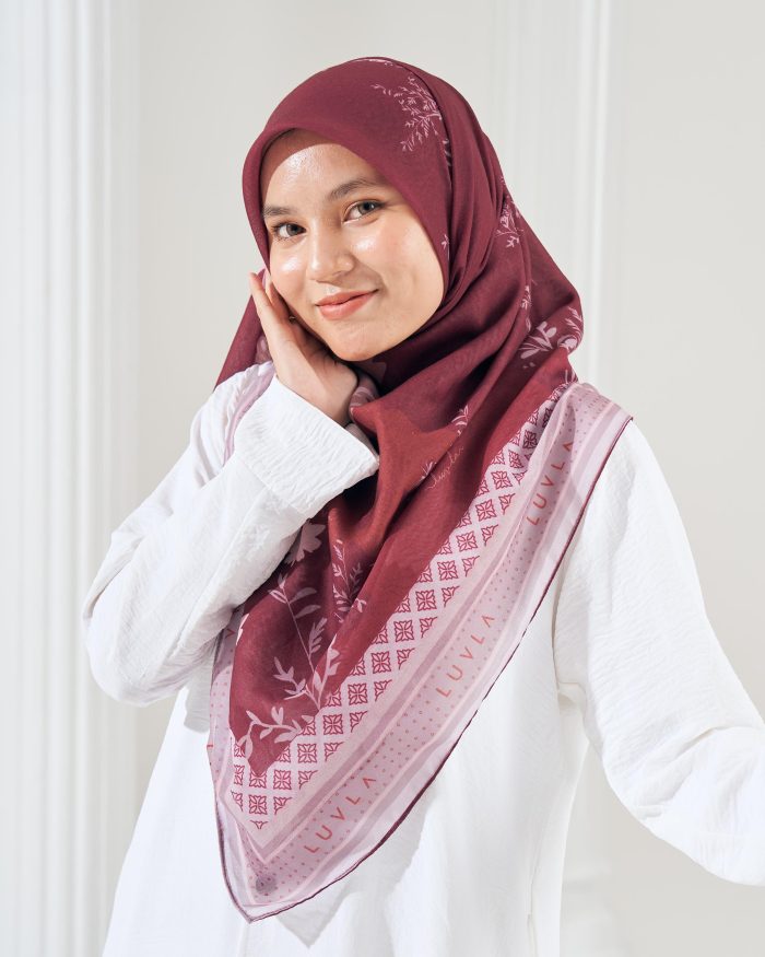 Tudung Bawal Cotton Voile Aidilfitri - Red Gala