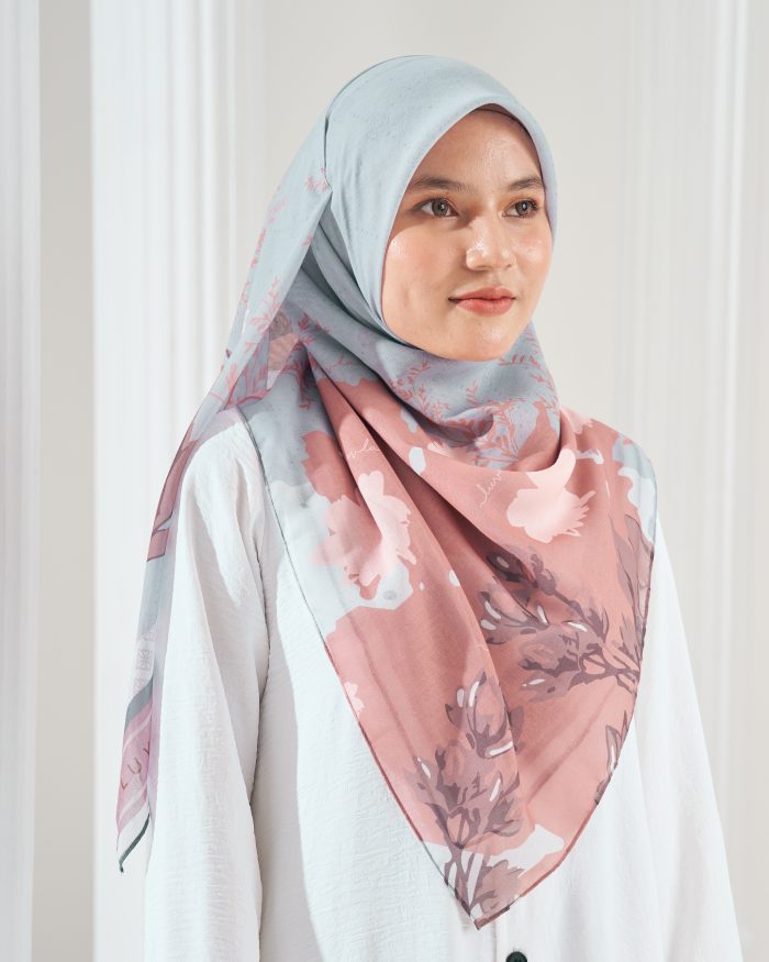 Tudung Bawal Cotton Voile Aidilfitri - Upbeat Sky - Image 3