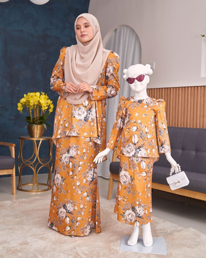 Baju Kurung Moden Puffy Salwa - Bloom Mustard - Image 7