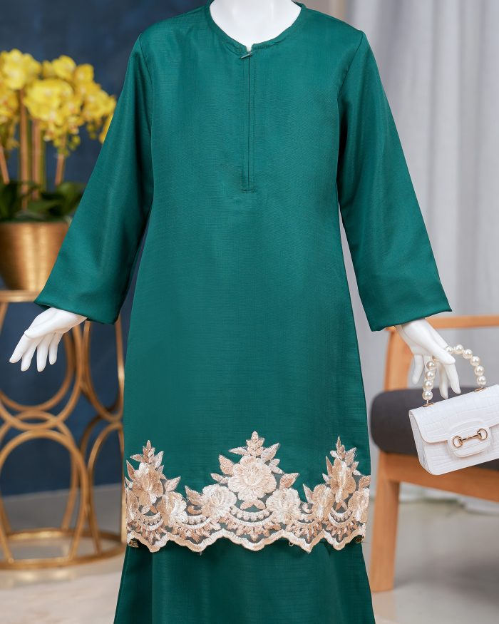 Baju Kurung Lace Safaira Kids - Teal Green - Image 3