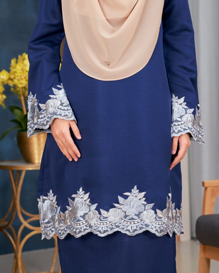 Baju Kurung Lace Safaira - Navy Blue - Image 6