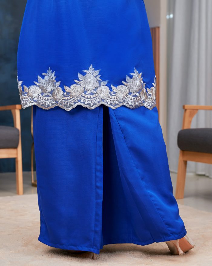 Baju Kurung Lace Safaira - Royal Blue - Image 7