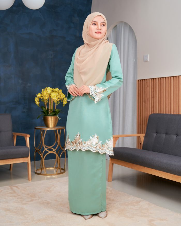 Baju Kurung Lace Safaira - Seafoam Green