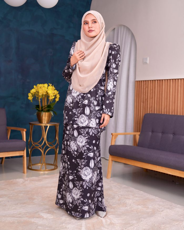 Baju Kurung Moden Puffy Salwa - Bloom Black