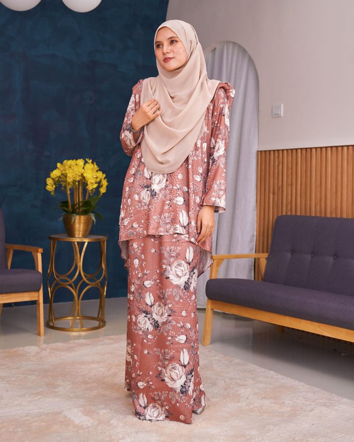 Baju Kurung Moden Puffy Salwa - Bloom Brown