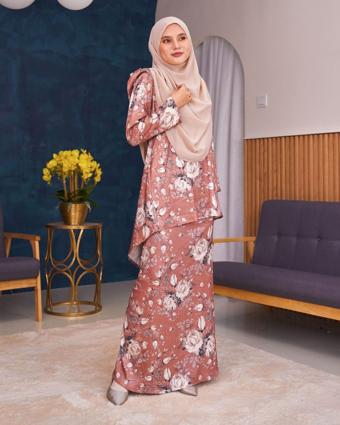 Baju Kurung Moden Puffy Salwa - Bloom Brown - Image 2