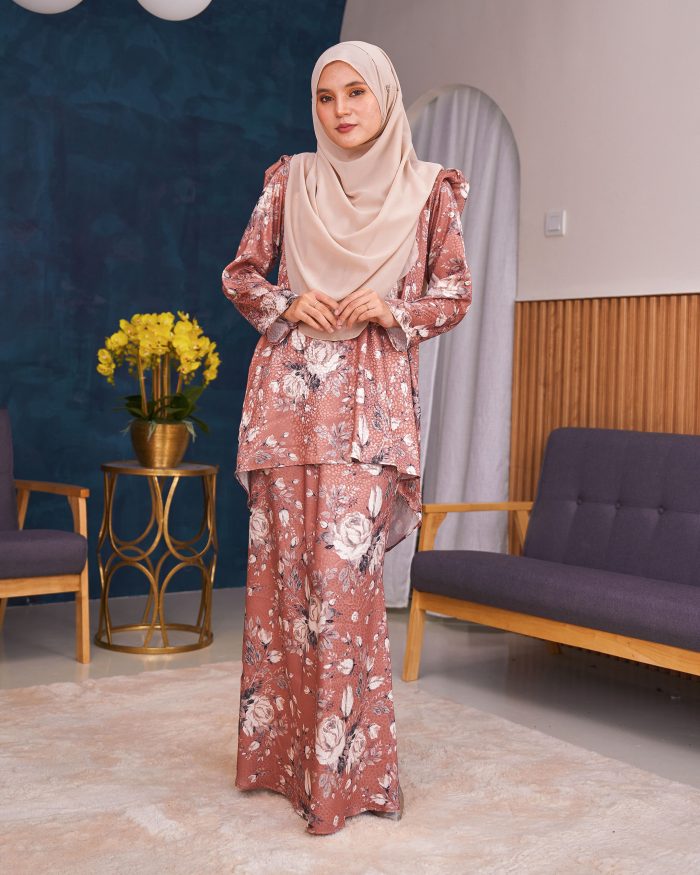 Baju Kurung Moden Puffy Salwa - Bloom Brown - Image 3