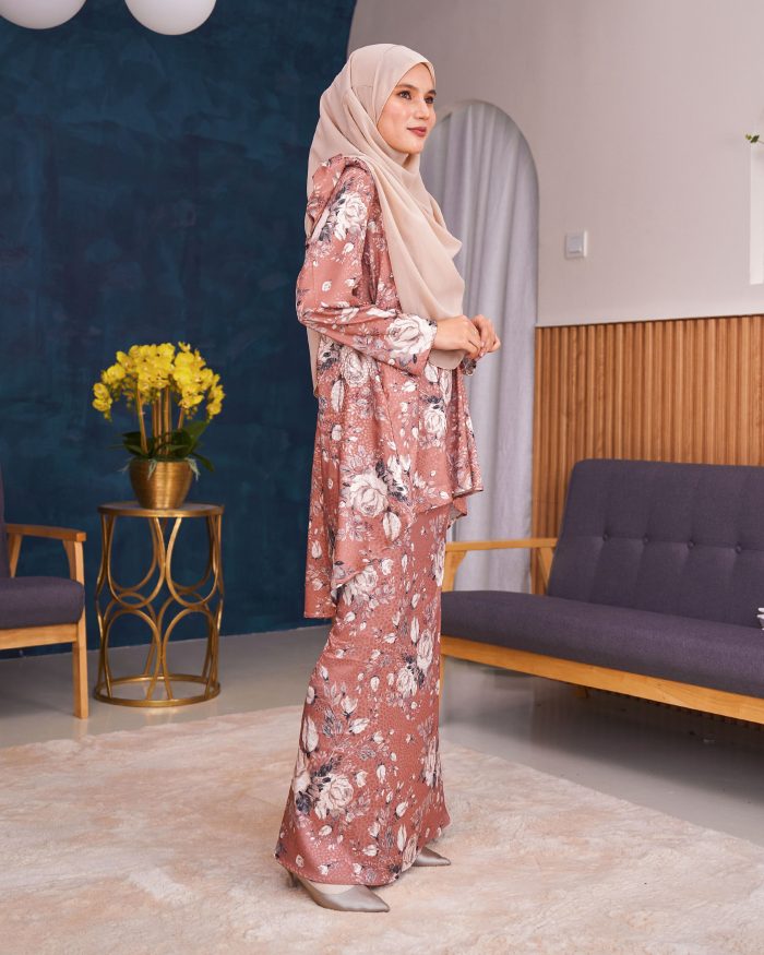 Baju Kurung Moden Puffy Salwa - Bloom Brown - Image 4