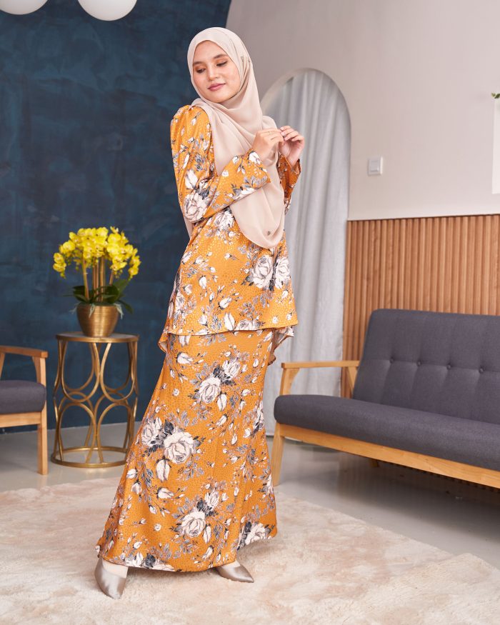 Baju Kurung Moden Puffy Salwa - Bloom Mustard