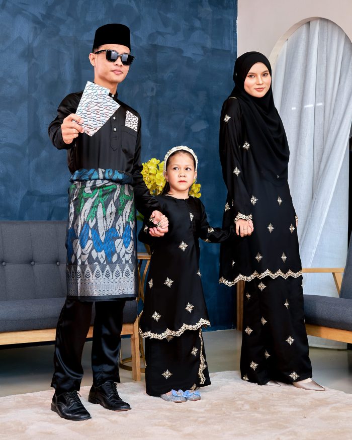 Baju Kurung Sulam Songket Tun Lestari Kids - Cempaka Black - Image 5