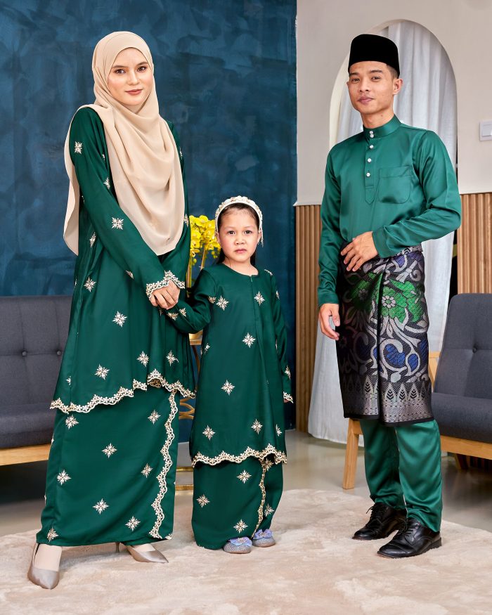 Baju Kurung Sulam Songket Tun Lestari Kids - Cempaka Green - Image 5