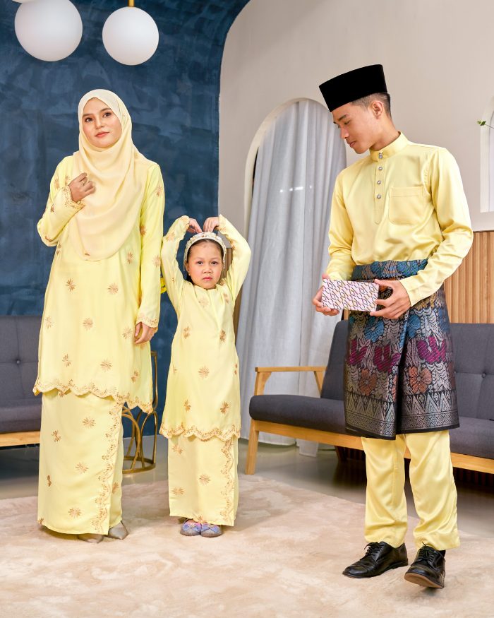 Baju Kurung Sulam Songket Tun Lestari - Melur Yellow - Image 5