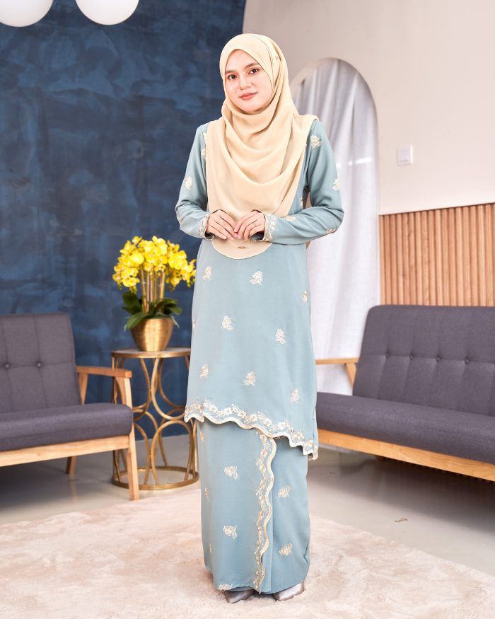 Baju Kurung Riau Sulam Songket Puteri Hang Li Po - Mawar Mint - Image 2