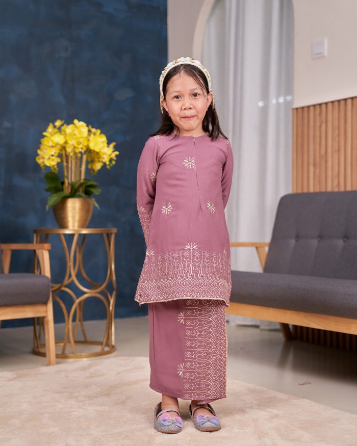 Baju Kurung Riau Sulam Songket Puteri Hang Li Po Kids - Seroja Purple Mauve