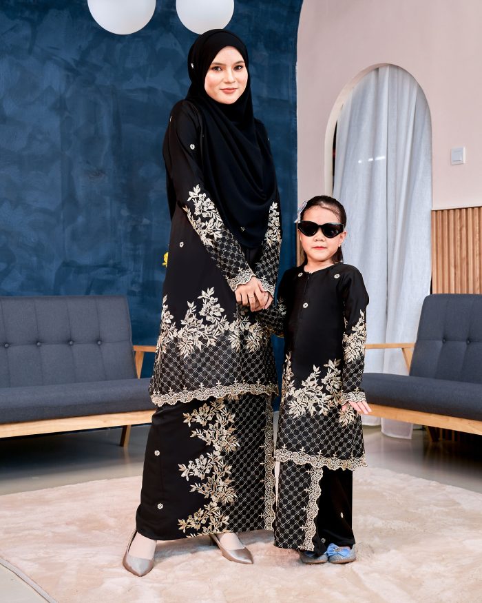 Baju Kurung Sulam Songket Tun Lestari - Kuntum Black - Image 6