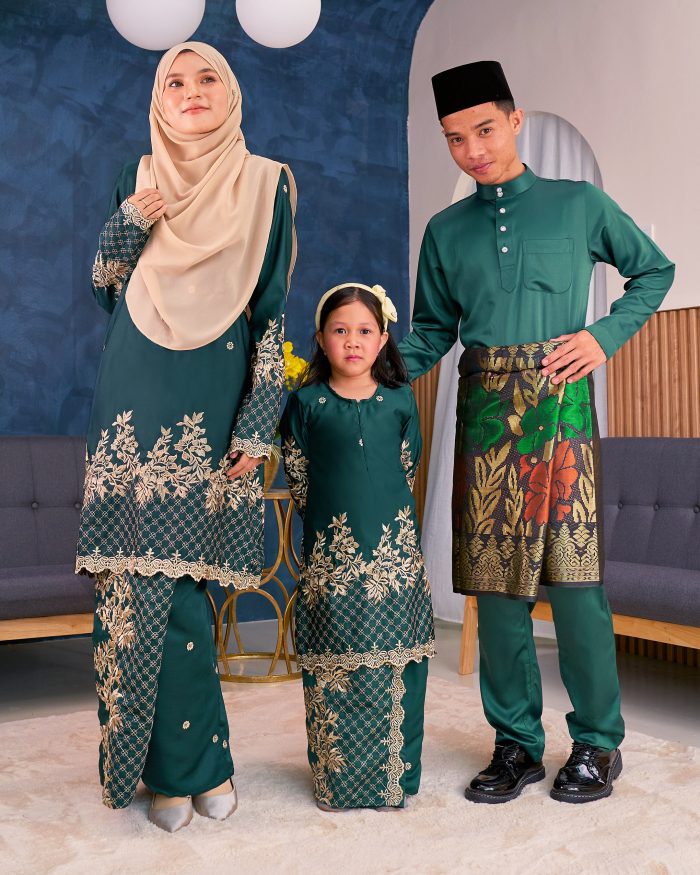 Baju Kurung Sulam Songket Tun Lestari - Kuntum Green - Image 8