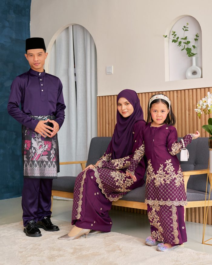 Baju Kurung Sulam Songket Tun Lestari Kids - Kuntum Purple - Image 8