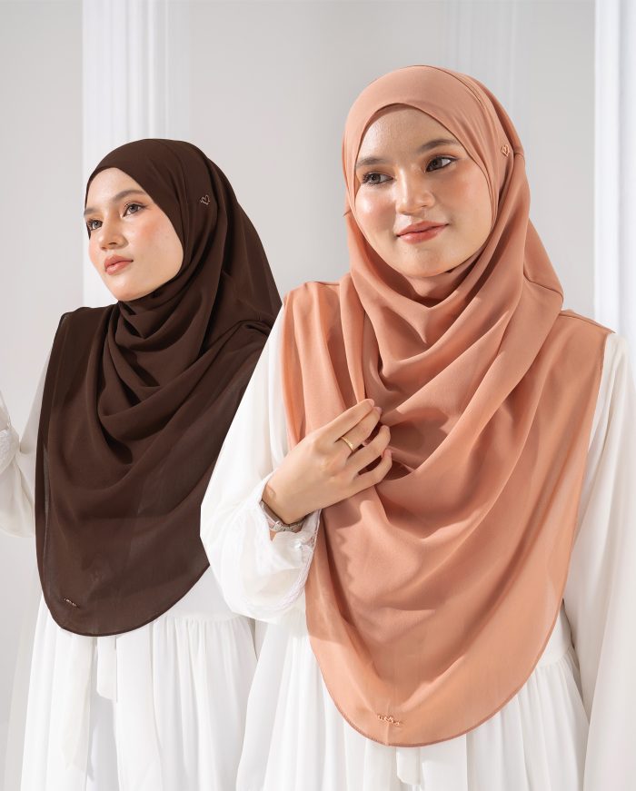 Tudung Sarung Instant Chiffon Lustia (L) - Faded Rose - Image 5