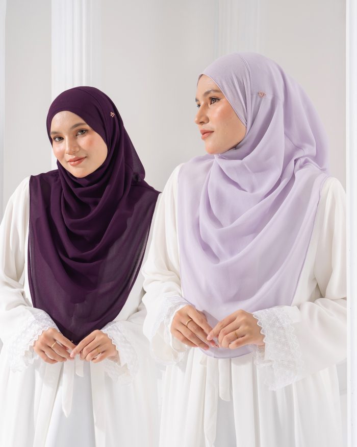 Tudung Sarung Instant Chiffon Lustia (L) - Light Apricot - Image 5