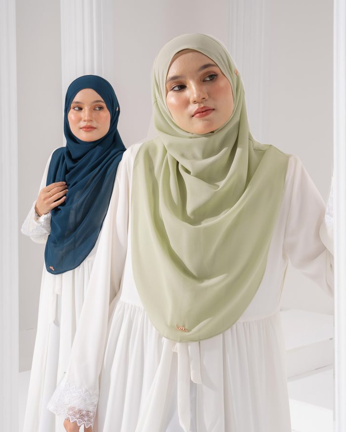 Tudung Sarung Instant Chiffon Lustia (XL) - Oxford Grey - Image 5