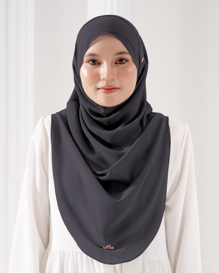 Tudung Sarung Instant Chiffon Lustia (L) - Dark Grey - Image 2