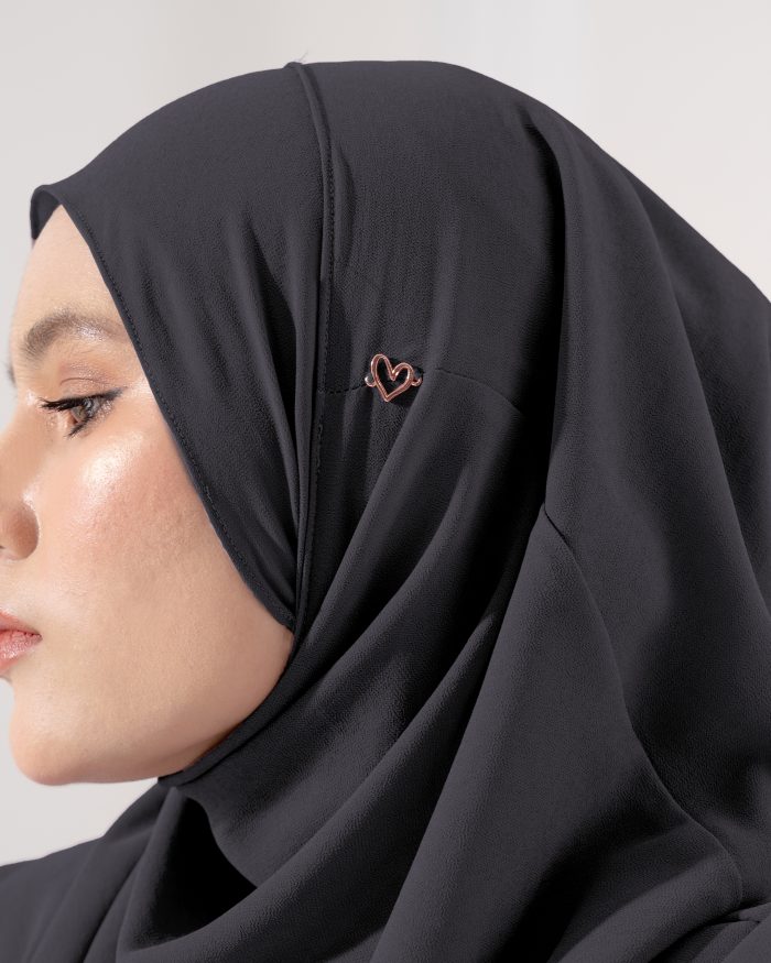 Tudung Sarung Instant Chiffon Lustia (L) - Dark Grey - Image 4