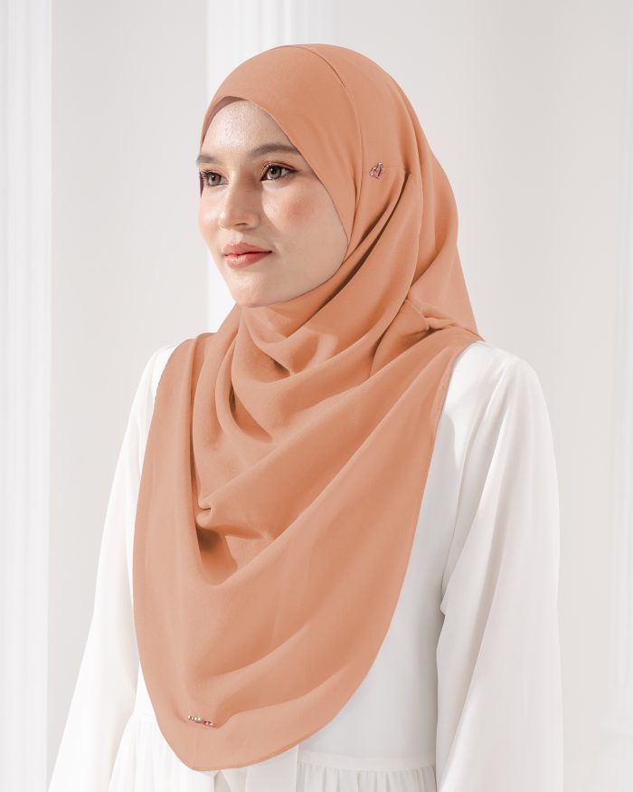 Tudung Sarung Instant Chiffon Lustia (L) - Dull Pumpkin