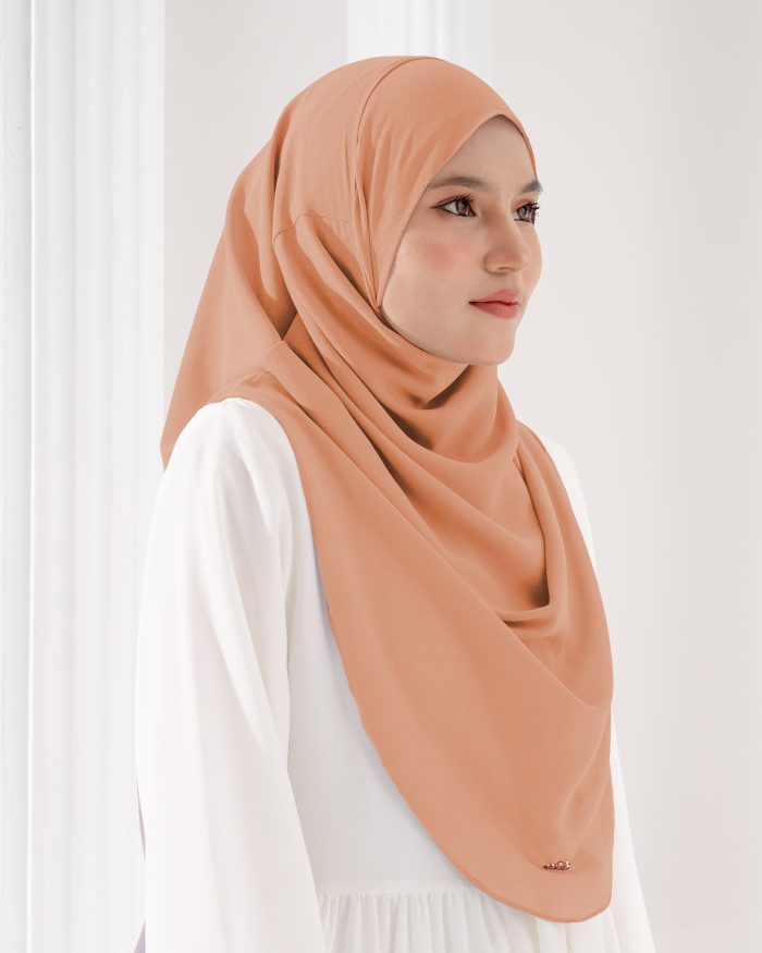 Tudung Sarung Instant Chiffon Lustia (L) - Dull Pumpkin - Image 3