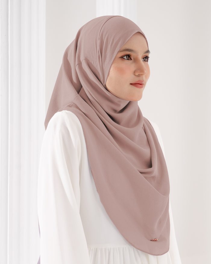 Tudung Sarung Instant Chiffon Lustia (L) - Faded Rose - Image 3