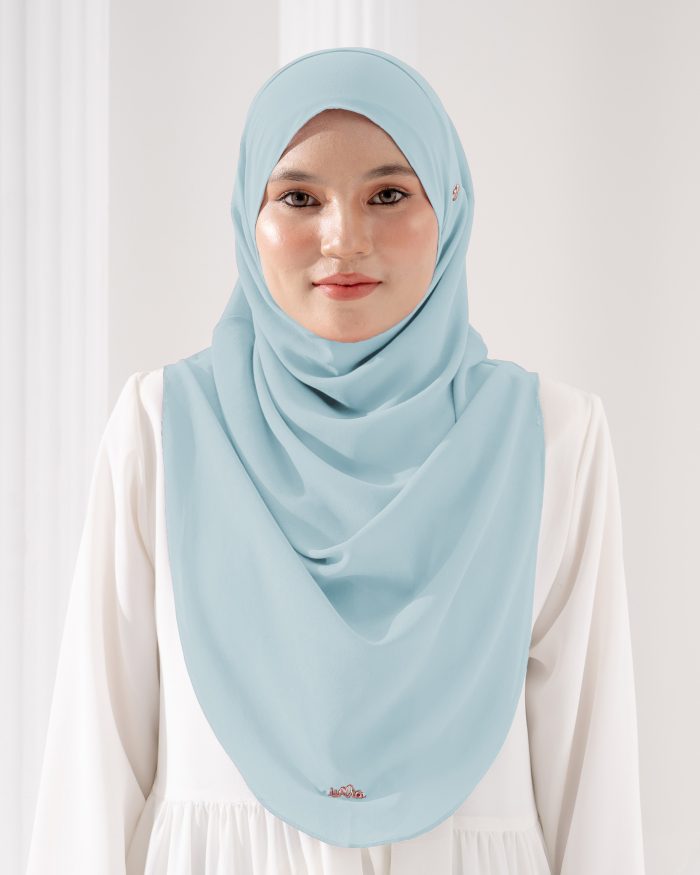 Tudung Sarung Instant Chiffon Lustia (L) - Glacier Blue - Image 2