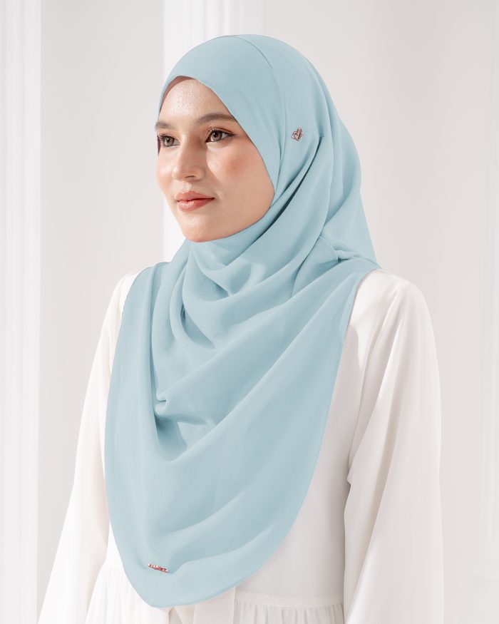 Tudung Sarung Instant Chiffon Lustia (L) - Glacier Blue