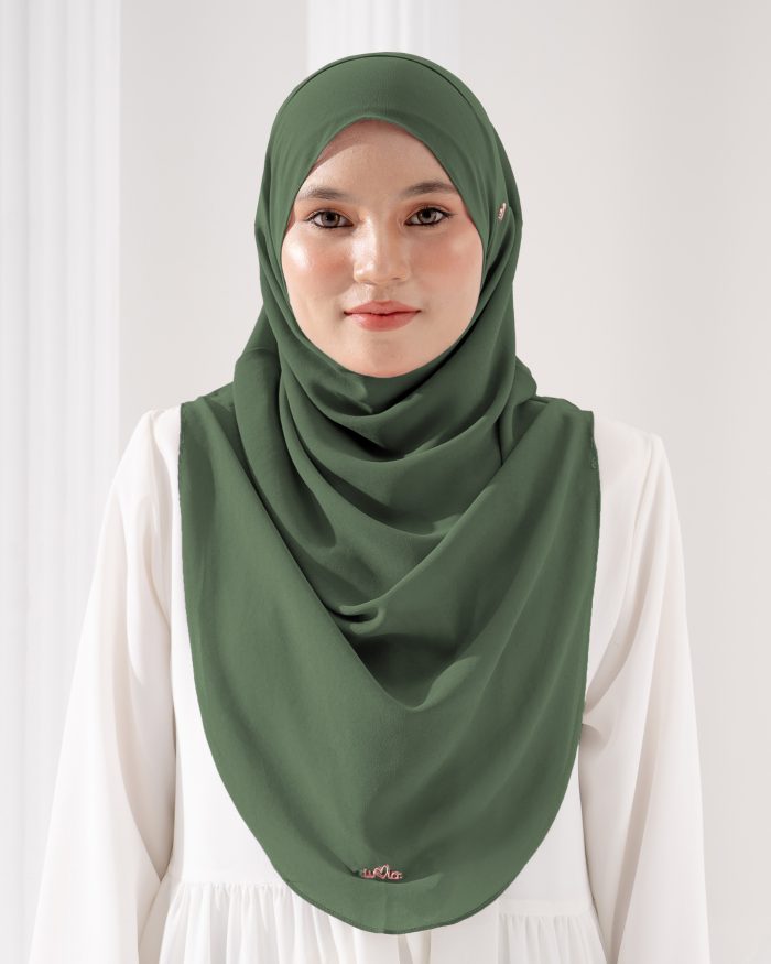 Tudung Sarung Instant Chiffon Lustia (L) - Hunter Green - Image 2