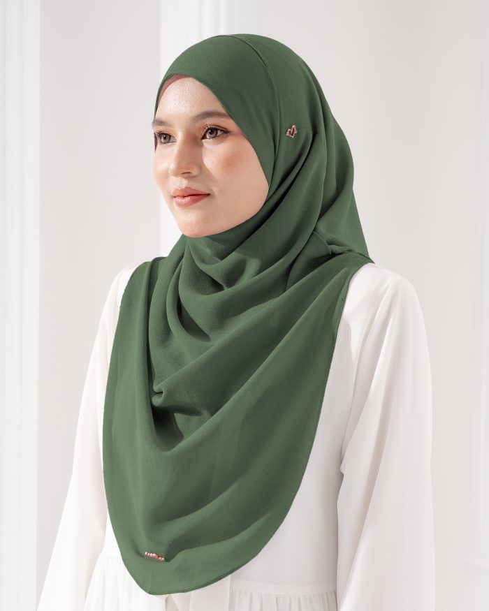 Tudung Sarung Instant Chiffon Lustia (L) - Hunter Green