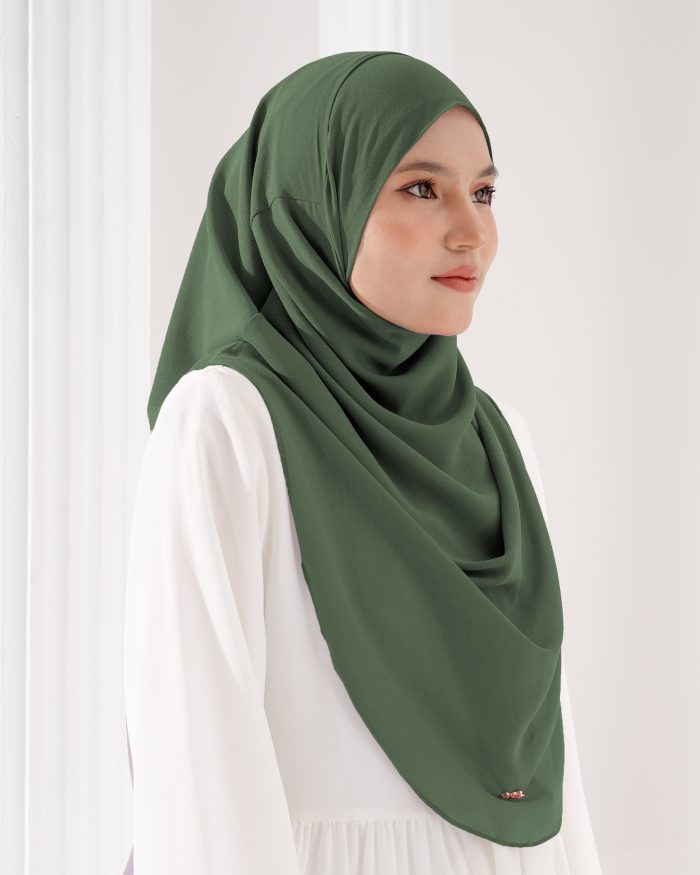 Tudung Sarung Instant Chiffon Lustia (L) - Hunter Green - Image 3