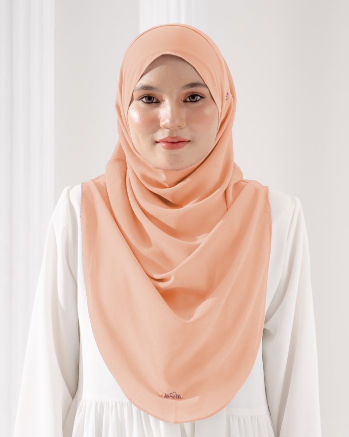 Tudung Sarung Instant Chiffon Lustia (L) - Light Apricot - Image 2