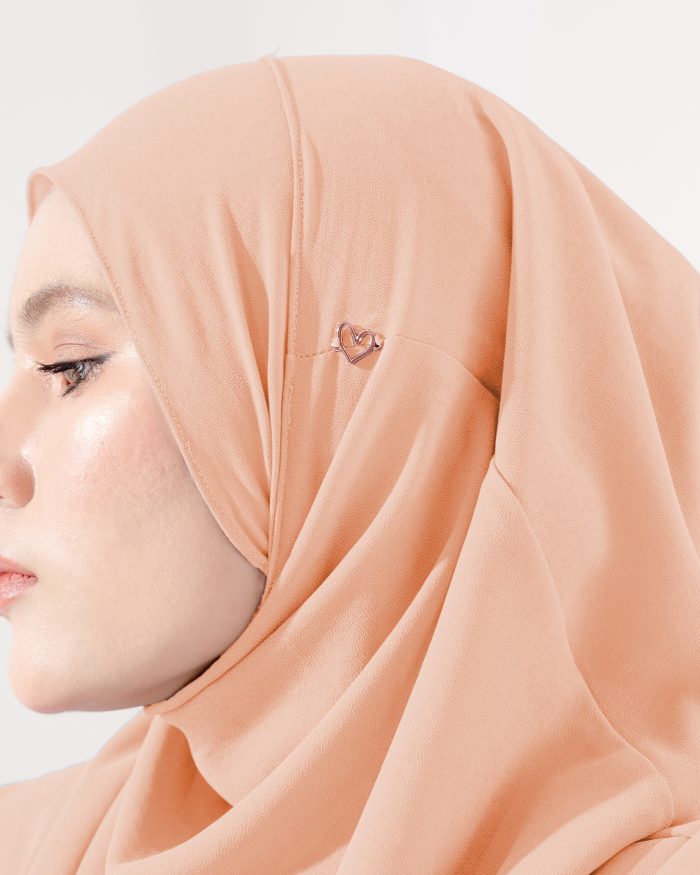 Tudung Sarung Instant Chiffon Lustia (L) - Light Apricot - Image 4