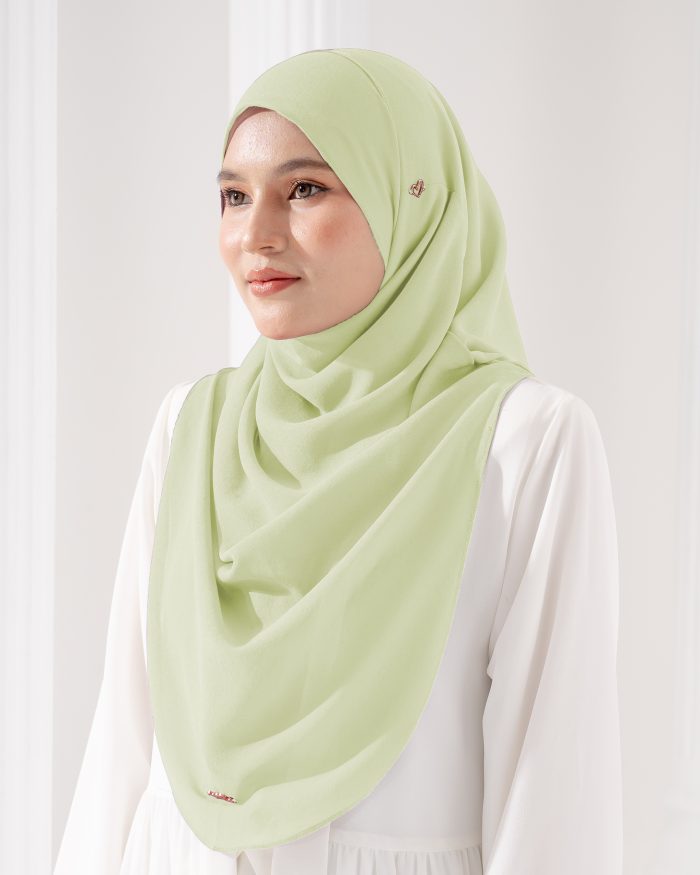 Tudung Sarung Instant Chiffon Lustia (L) - Lime Green