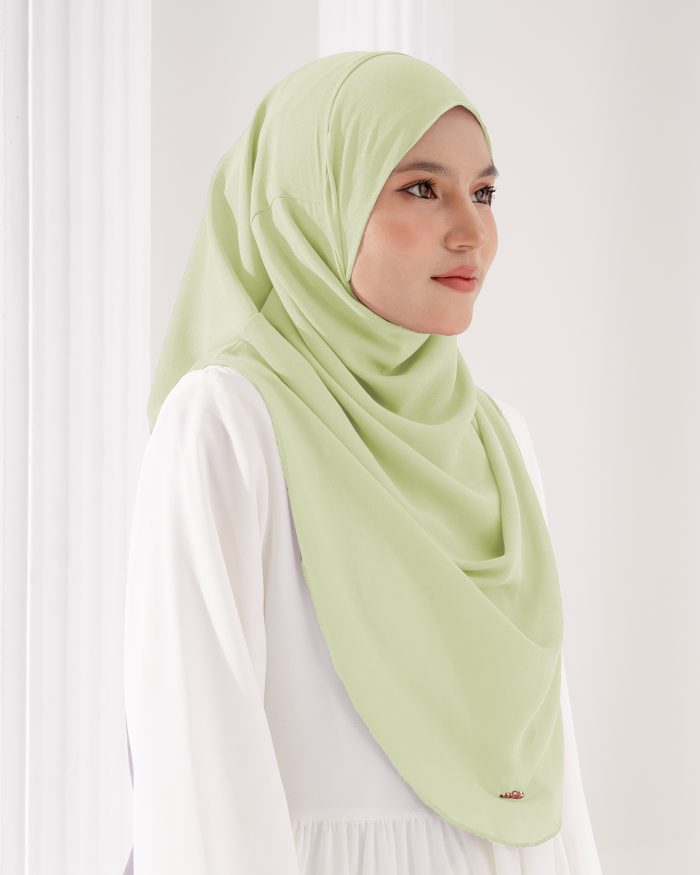 Tudung Sarung Instant Chiffon Lustia (L) - Lime Green - Image 3