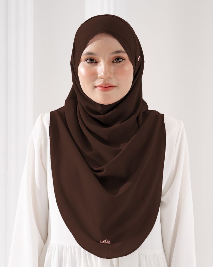 Tudung Sarung Instant Chiffon Lustia (L) - Mahogany Brown - Image 2