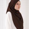 Tudung Sarung Instant Chiffon Lustia (L) - Mahogany Brown - Image 3