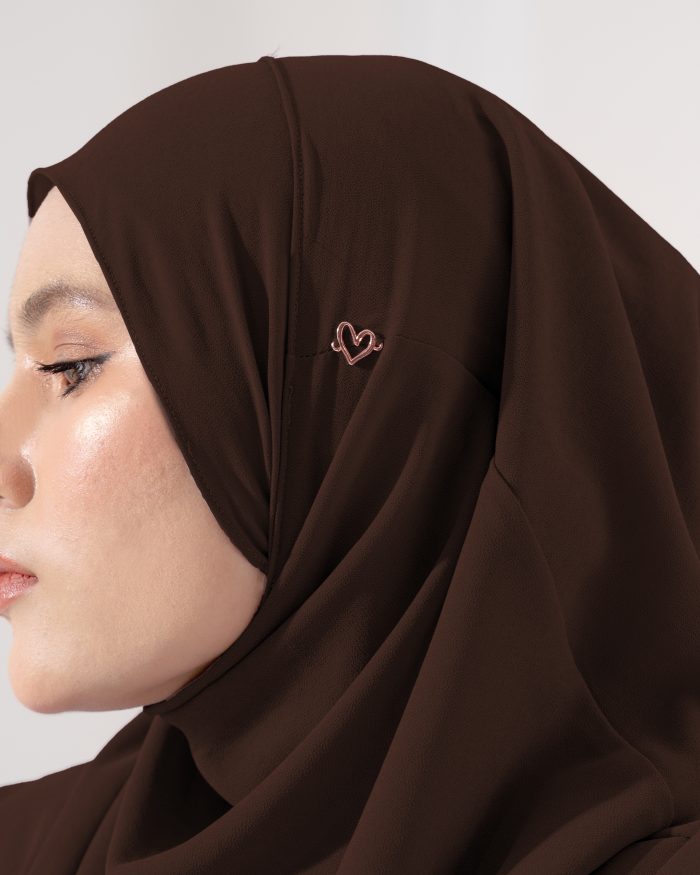 Tudung Sarung Instant Chiffon Lustia (L) - Mahogany Brown - Image 4