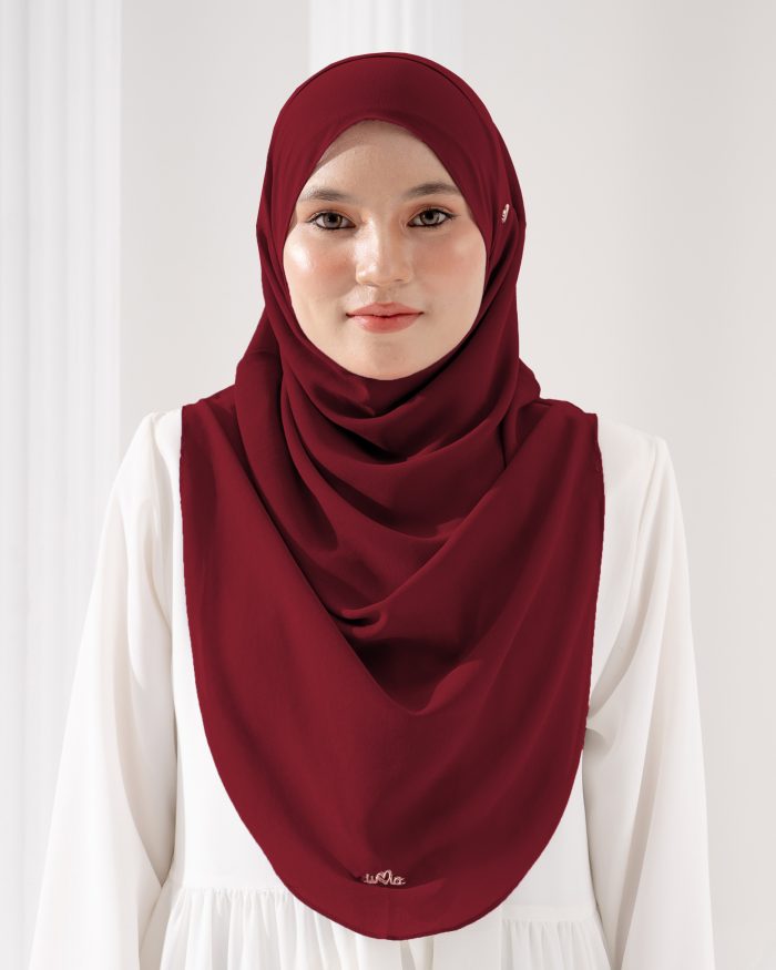 Tudung Sarung Instant Chiffon Lustia (L) - Maroon - Image 2