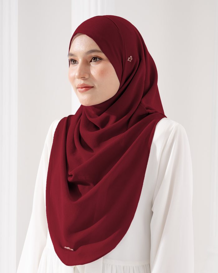 Tudung Sarung Instant Chiffon Lustia (L) - Maroon