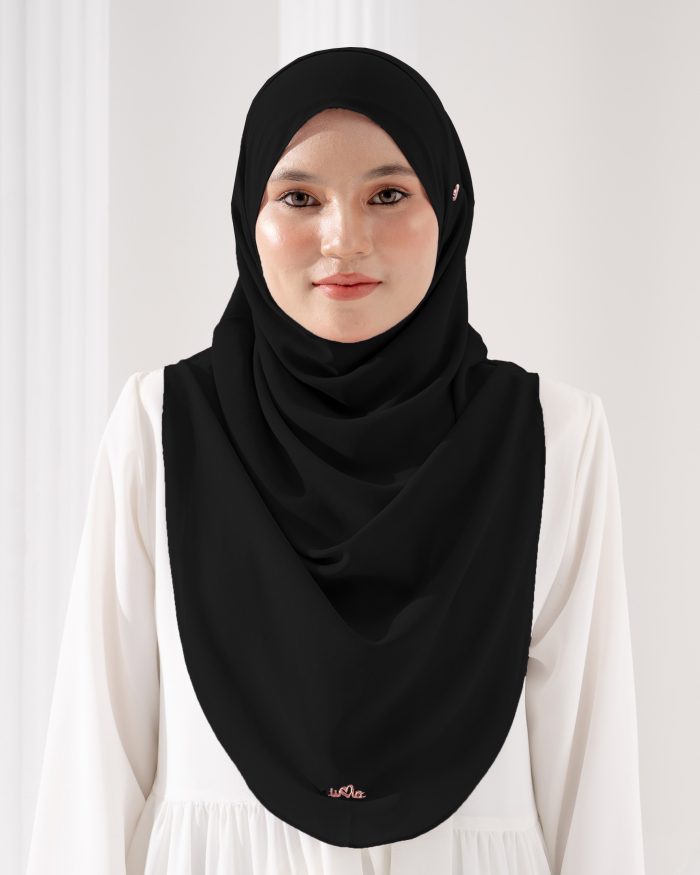 Tudung Sarung Instant Chiffon Lustia (L) - Misty Black - Image 2