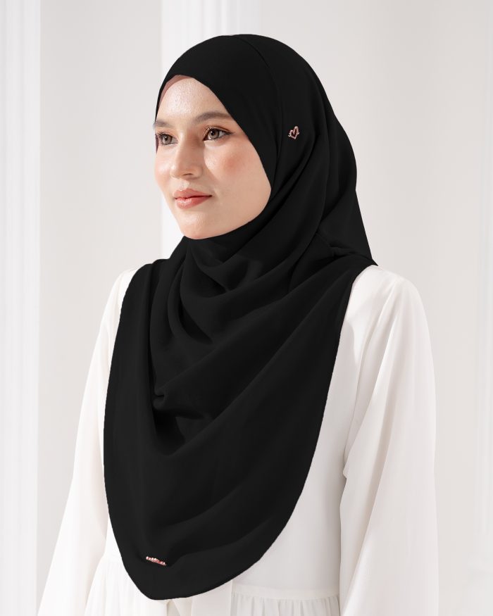 Tudung Sarung Instant Chiffon Lustia (L) - Misty Black