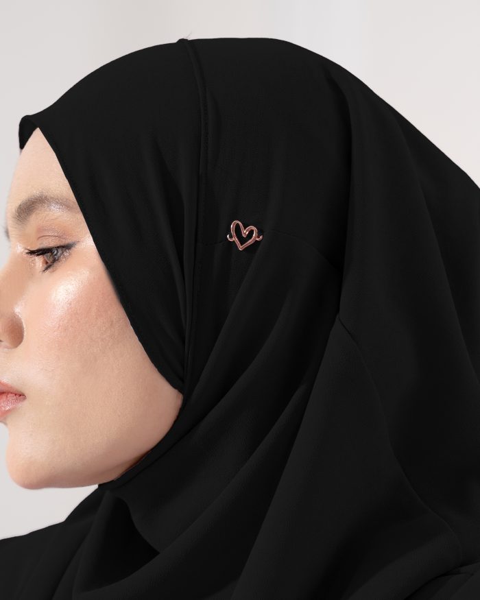 Tudung Sarung Instant Chiffon Lustia (L) - Misty Black - Image 4