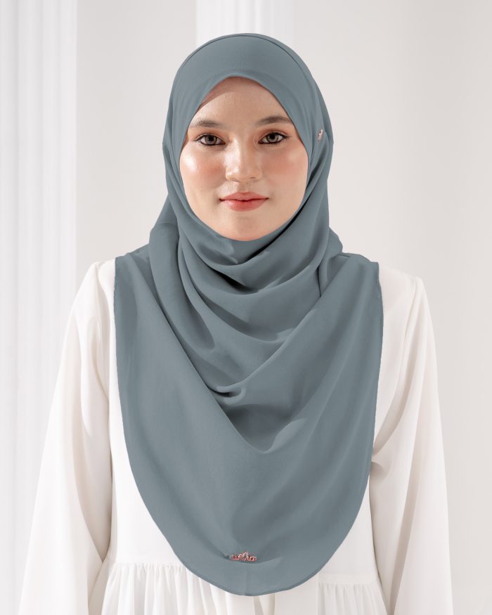 Tudung Sarung Instant Chiffon Lustia (L) - Oxford Grey - Image 2