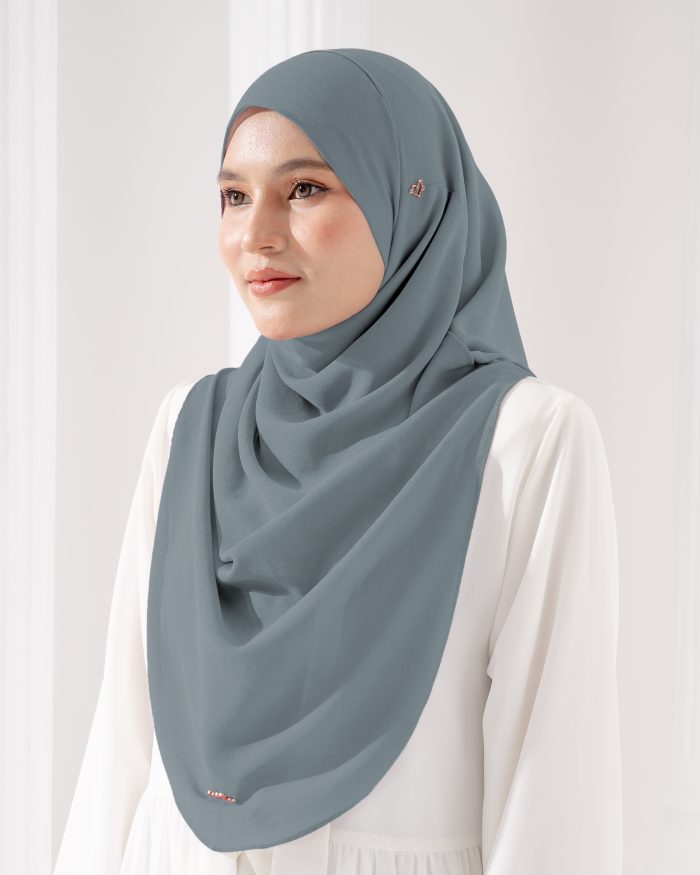 Tudung Sarung Instant Chiffon Lustia (L) - Oxford Grey